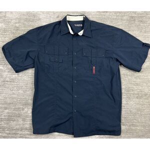 Raider Jean Company Shirt Mens Large Blue Button up Pockets Short Sleeve Outdoor